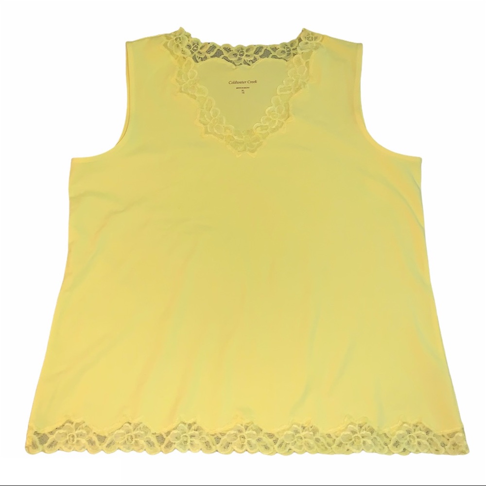 Vintage Y2K Light Yellow Lace Trim Tank Top